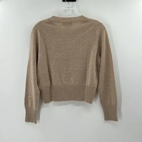 J. Crew Shrunken Cropped 100% Cashmere Sweater - Tan - Large - NWOT - Picture 6 of 6